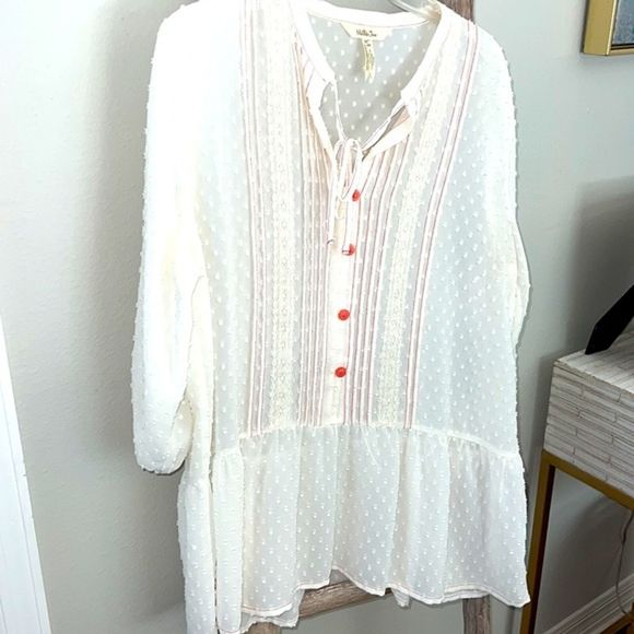Matilda Jane Clothing | White & Pink Light the Way Top Peasant Tunic Women Large - Picture 3 of 8